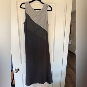Soft Surroundings Two-Tone Gray Charcoal Diagonal Maxi Dress